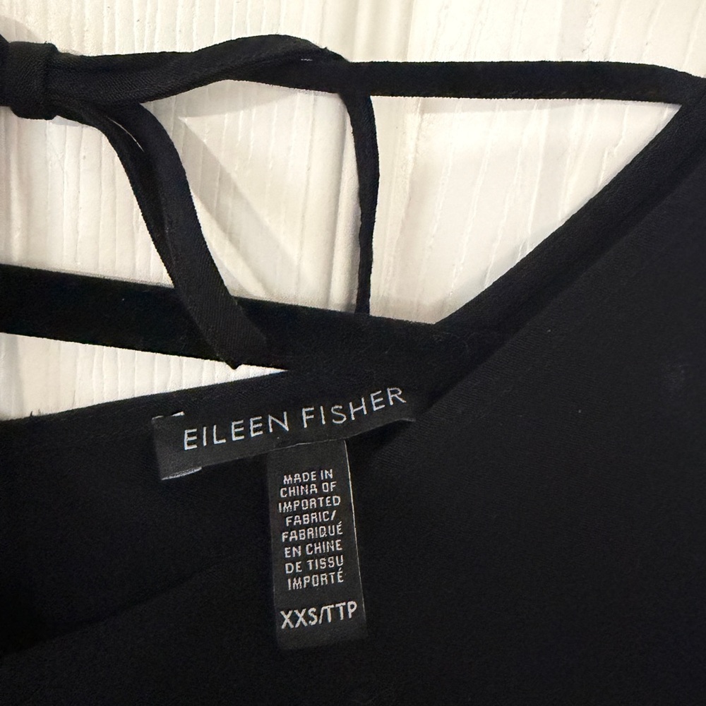 Eileen Fisher Black Tie-Back Short Sleeve Dress - Picture 2 of 4